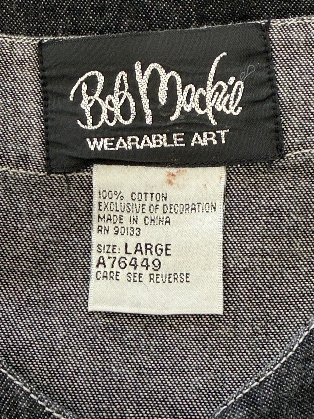 Bob Mackie Wearable Art Embroidered Rooster Black Denim Button-Up Jacket Large - Picture 7 of 8